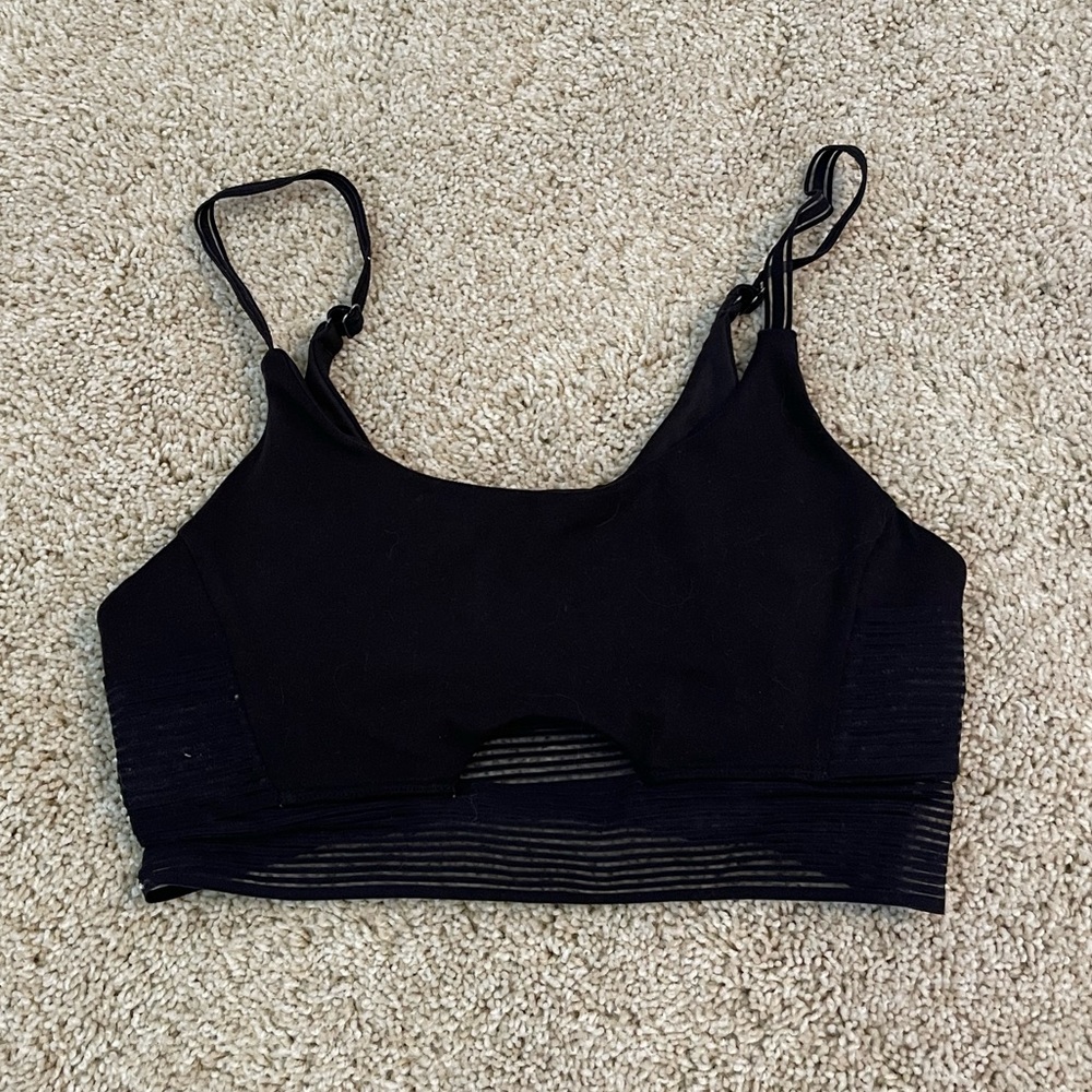 Alo Yoga Black Mesh Sports Bra